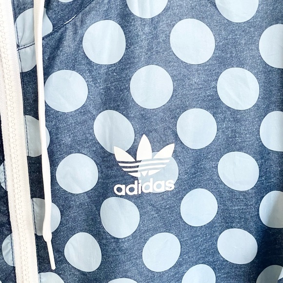 Adidas Originals Tokyo Windbreaker Blue Polka Dot Full Zip Jacket Women’s Medium - Picture 5 of 13